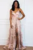 Holiday Affair Sparkly Glitter Open Back Maxi Dress: Rose Gold sold by Bella and Bloom