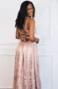 Holiday Affair Sparkly Glitter Open Back Maxi Dress: Rose Gold sold by Bella and Bloom