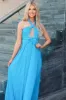 Misha Cutout Pleated Maxi Dress: Ocean Blue sold by Bella and Bloom