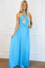Misha Cutout Pleated Maxi Dress: Ocean Blue sold by Bella and Bloom