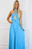 Misha Cutout Pleated Maxi Dress: Ocean Blue sold by Bella and Bloom