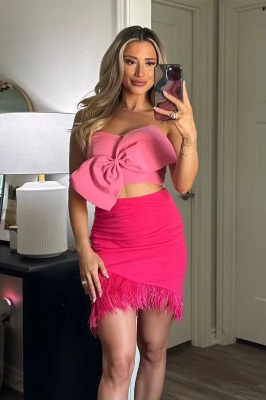 Cairo Bow Crop Top: Pink sold by Bella and Bloom