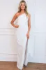 Athena One Shoulder Cape Sleeve Maxi Dress: White sold by Bella and Bloom