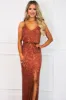 Parker Sequin Blouson Maxi Dress: Rust sold by Bella and Bloom