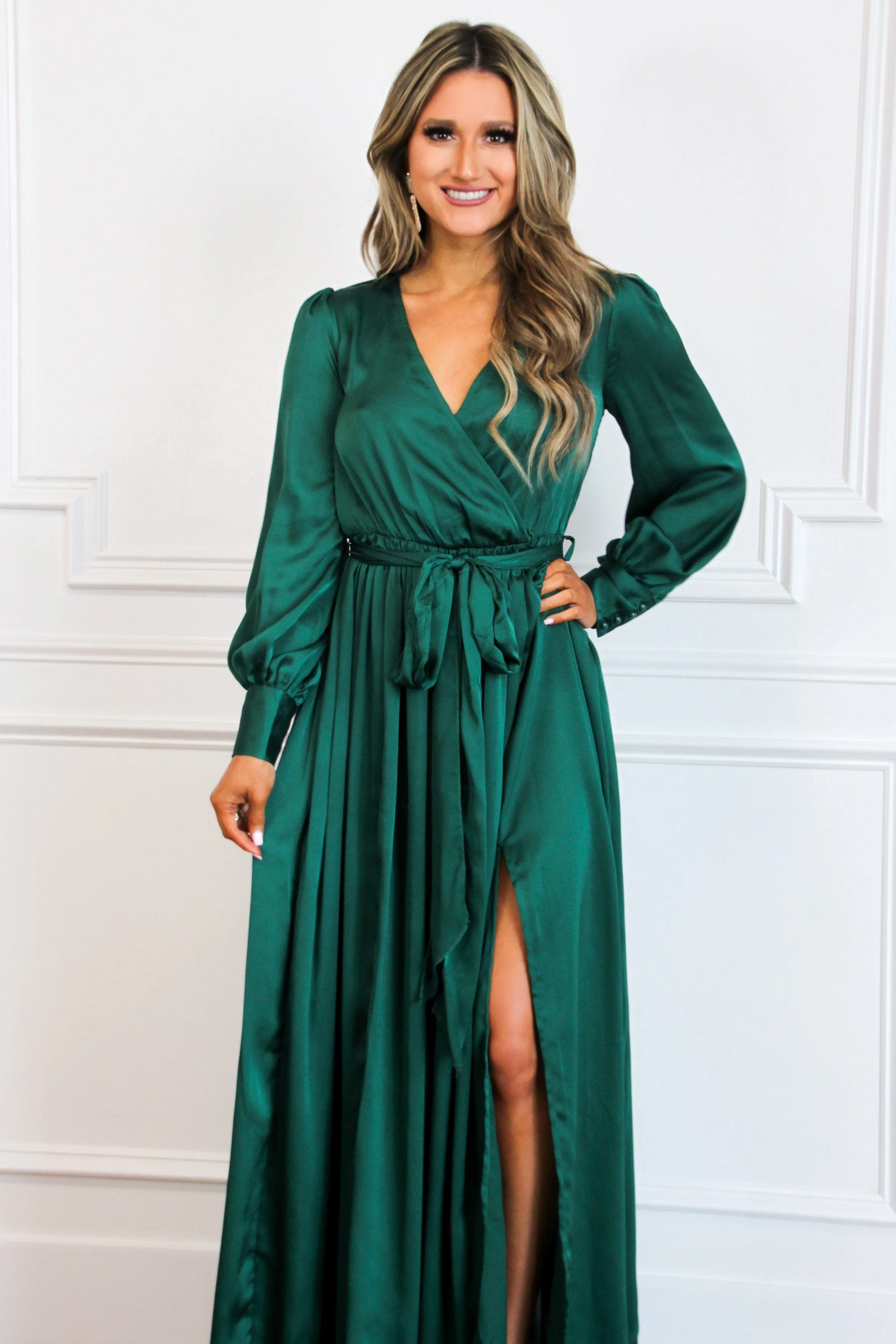 Winter Beauty Maxi Dress: Hunter Green sold by Bella and Bloom product image thumbnail 2