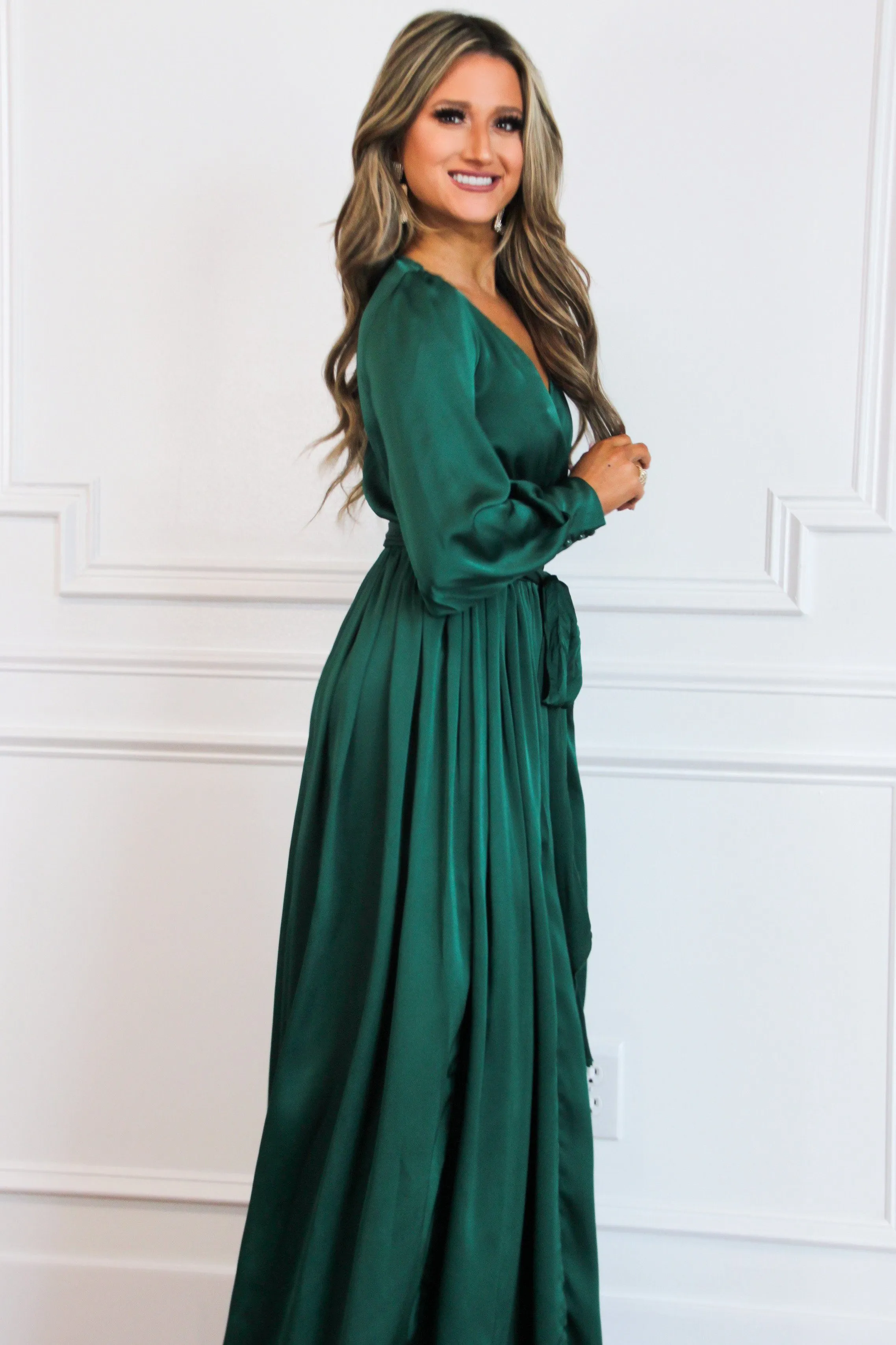 Winter Beauty Maxi Dress: Hunter Green sold by Bella and Bloom product image thumbnail 3