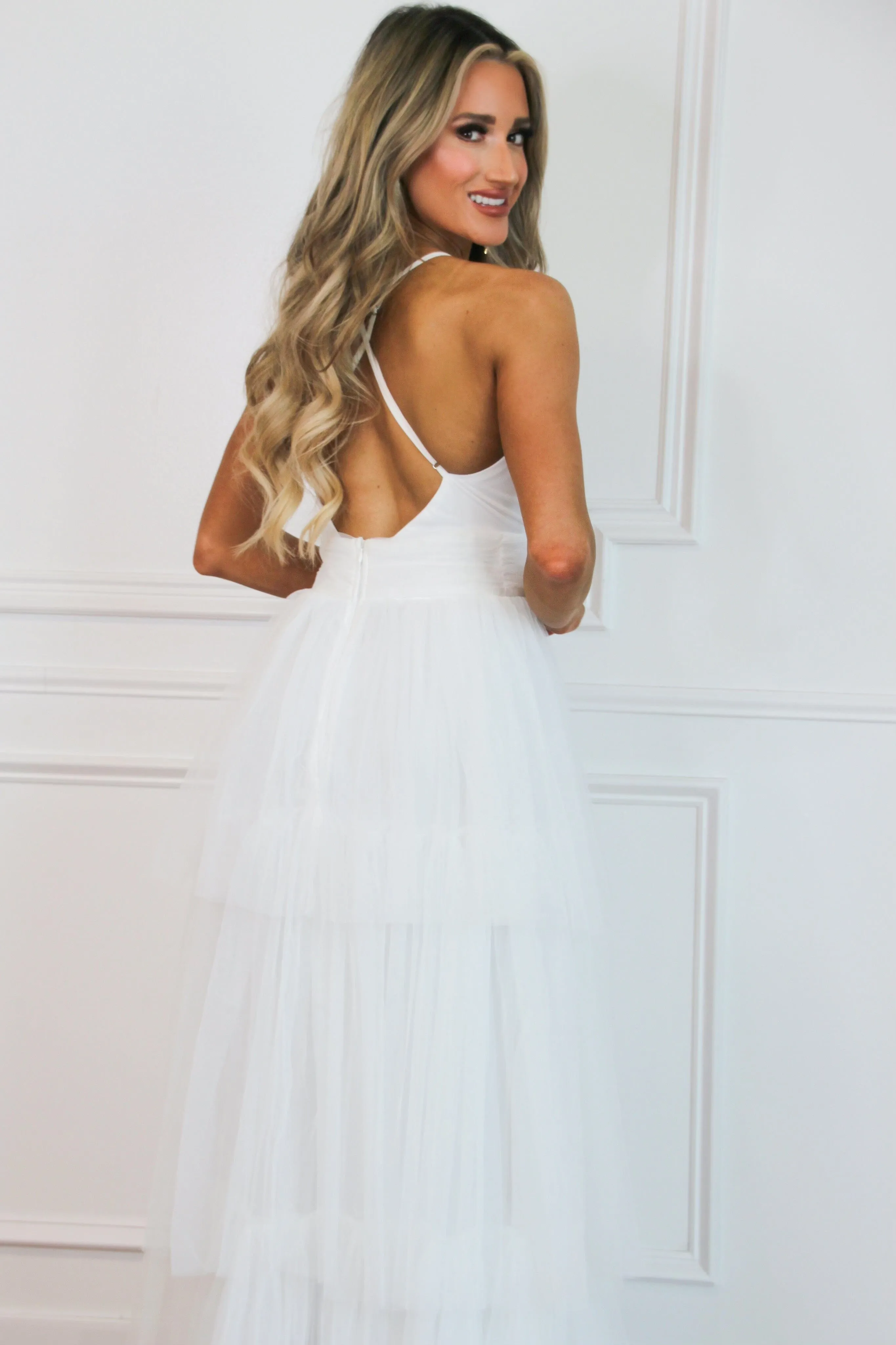 Precious Love Tiered Maxi Dress: White sold by Bella and Bloom product image thumbnail 3