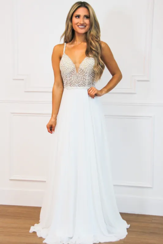 Beaded Beauty Chiffon Wedding Dress: White sold by Bella and Bloom