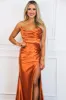 Sleek Chic Satin Formal Dress: Rust sold by Bella and Bloom