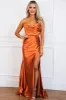 Sleek Chic Satin Formal Dress: Rust sold by Bella and Bloom