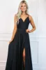 Ella Satin Slit Formal Dress: Black sold by Bella and Bloom