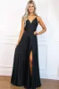 Ella Satin Slit Formal Dress: Black sold by Bella and Bloom
