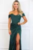 Paloma Off Shoulder Satin Bustier Formal Dress: Emerald sold by Bella and Bloom