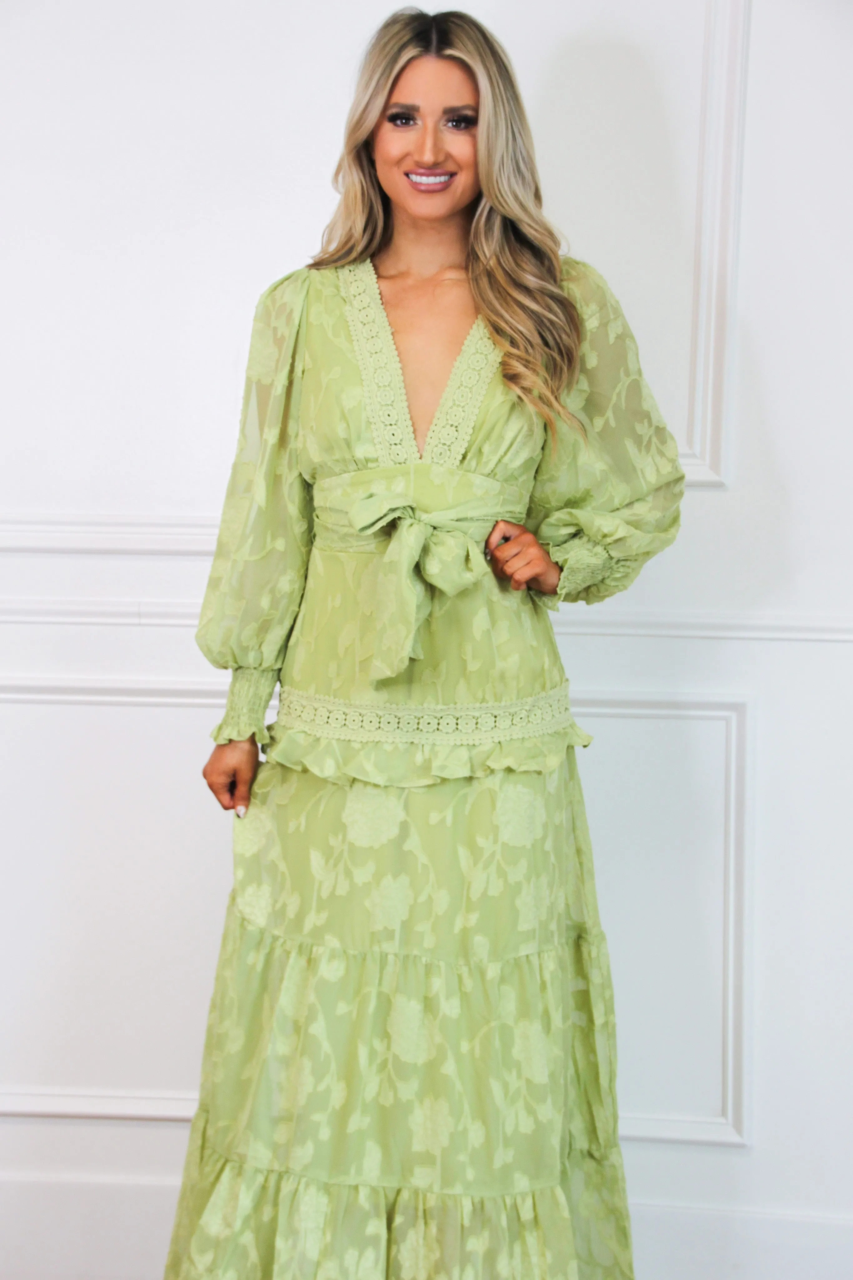 Vineyard Villa Floral Maxi Dress: Chartreuse sold by Bella and Bloom product image thumbnail 2