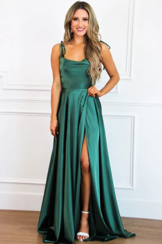 Tonight's the Night Satin Formal Dress: Emerald sold by Bella and Bloom