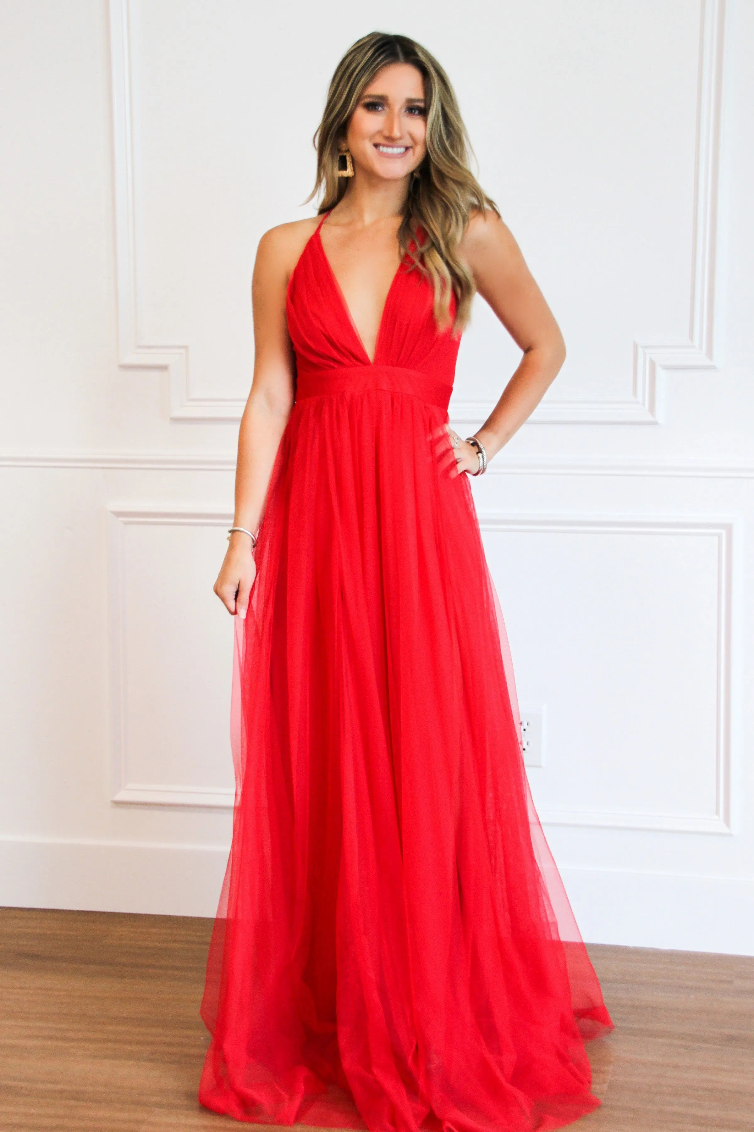 Forever Love Maxi Dress: Red sold by Bella and Bloom