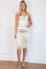 Caught My Eye Embellished Strap Satin Bustier Midi Dress: Champagne sold by Bella and Bloom