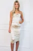 Caught My Eye Embellished Strap Satin Bustier Midi Dress: Champagne sold by Bella and Bloom