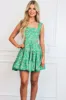 Demi Square Neck Floral Cutout Dress: Green sold by Bella and Bloom