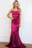 Ezra Cowl Back Satin Maxi Dress: Magenta sold by Bella and Bloom