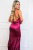 Ezra Cowl Back Satin Maxi Dress: Magenta sold by Bella and Bloom