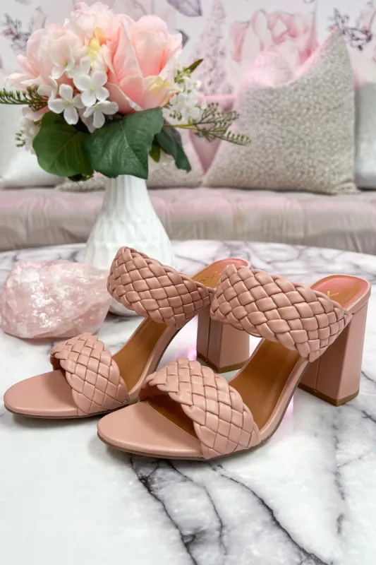 Meg Braided Block Heels: Mauve sold by Bella and Bloom