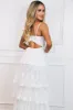 Beyond Romance Ruffle Lace Bustier Maxi Dress: White sold by Bella and Bloom