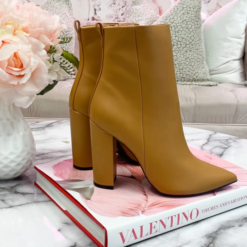 Camilla Booties: Tan sold by Bella and Bloom