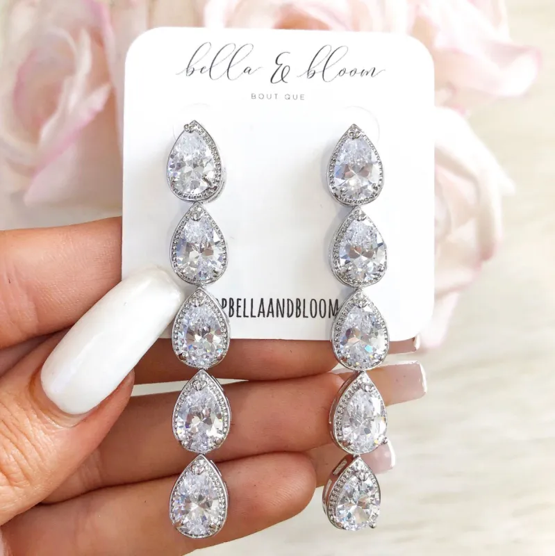 Cascading Teardrop Earrings: Silver sold by Bella and Bloom