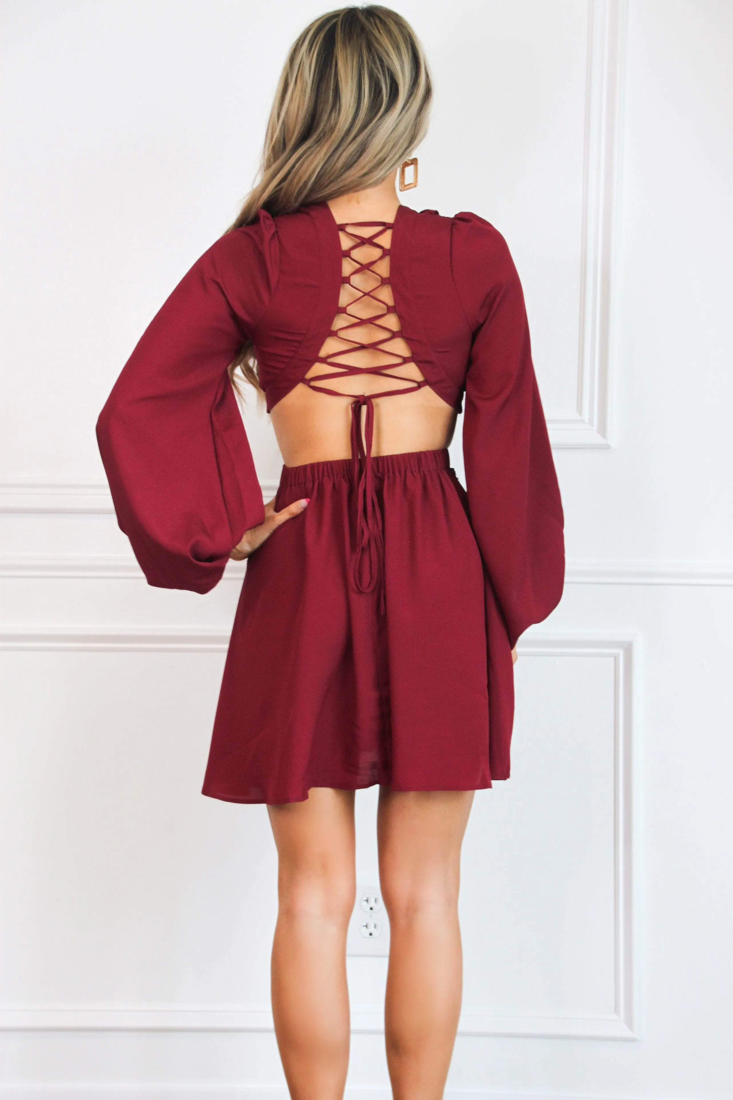 Elora Dress: Burgundy sold by Bella and Bloom product image thumbnail 2