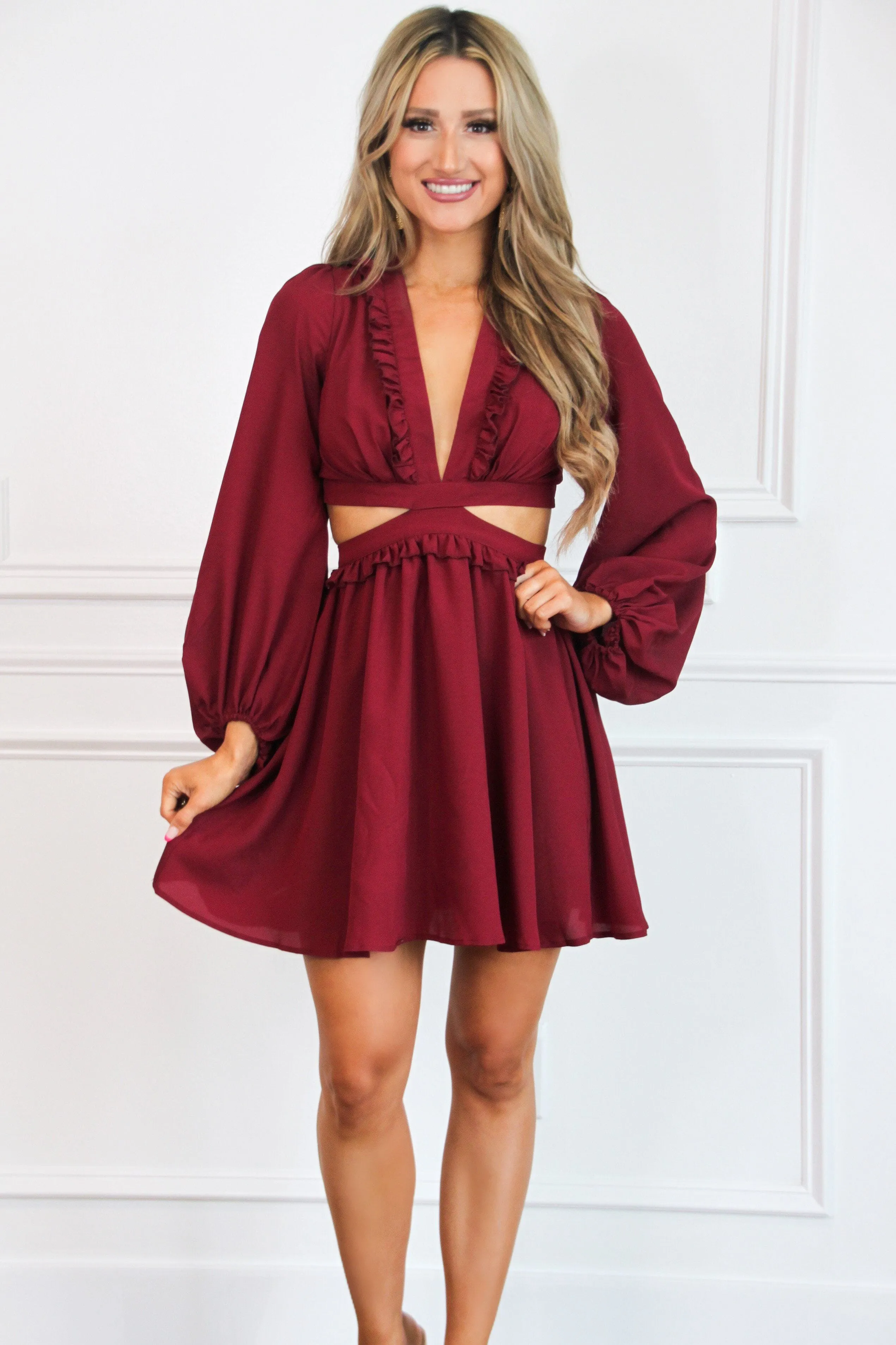Elora Dress: Burgundy sold by Bella and Bloom product image thumbnail 3