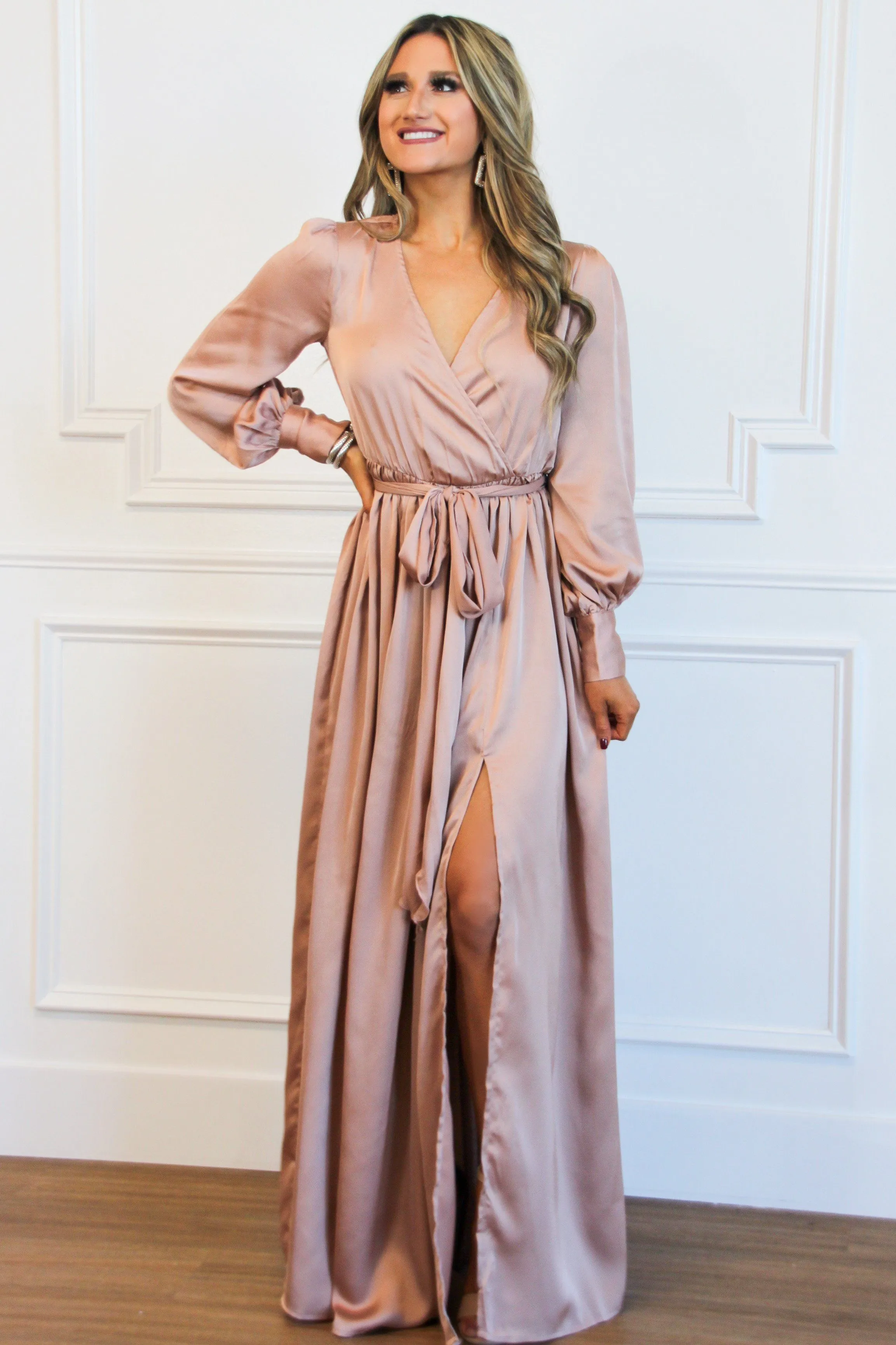 Winter Beauty Maxi Dress: Rose Gold sold by Bella and Bloom