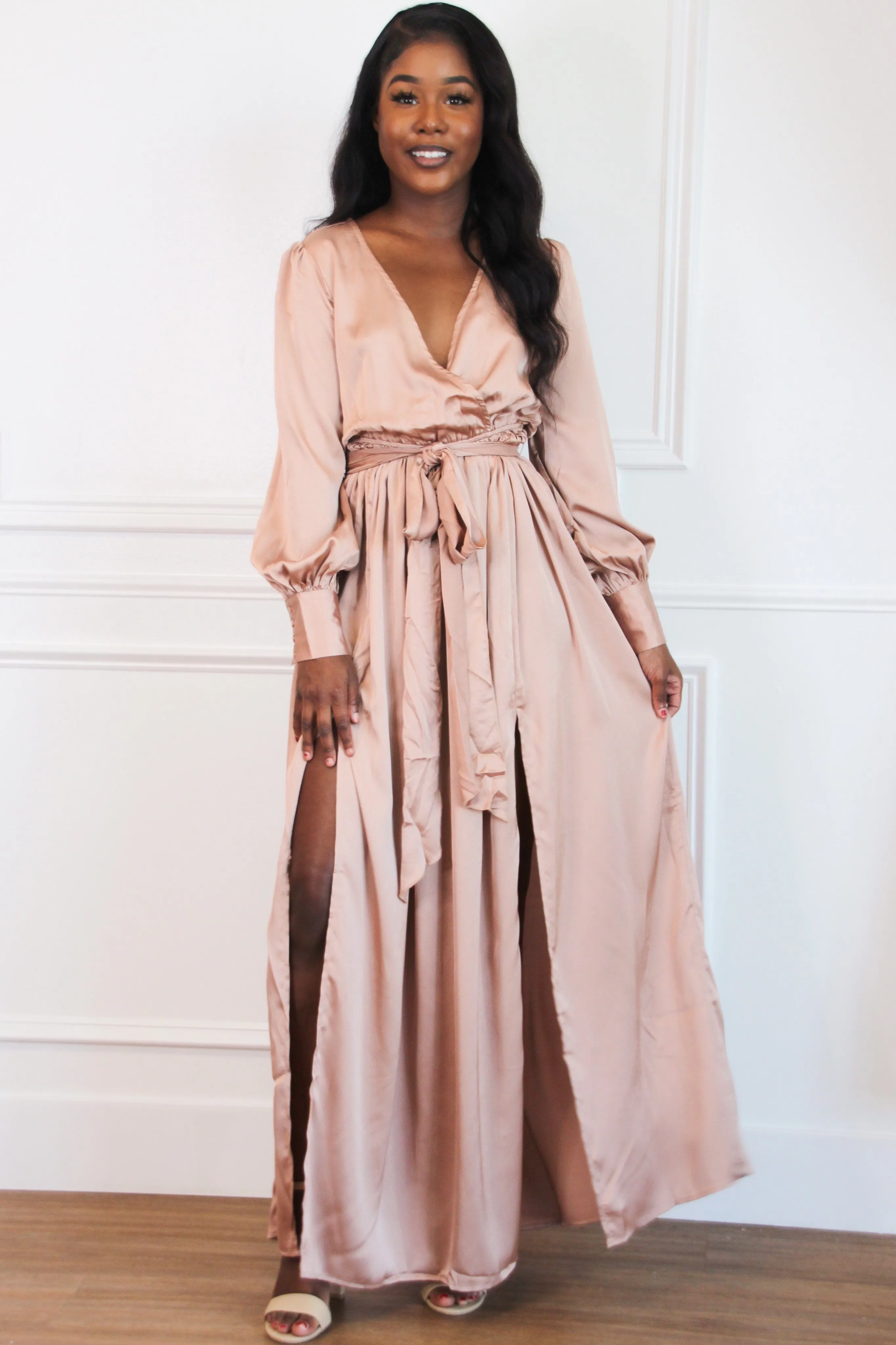 Winter Beauty Maxi Dress: Rose Gold sold by Bella and Bloom product image thumbnail 4
