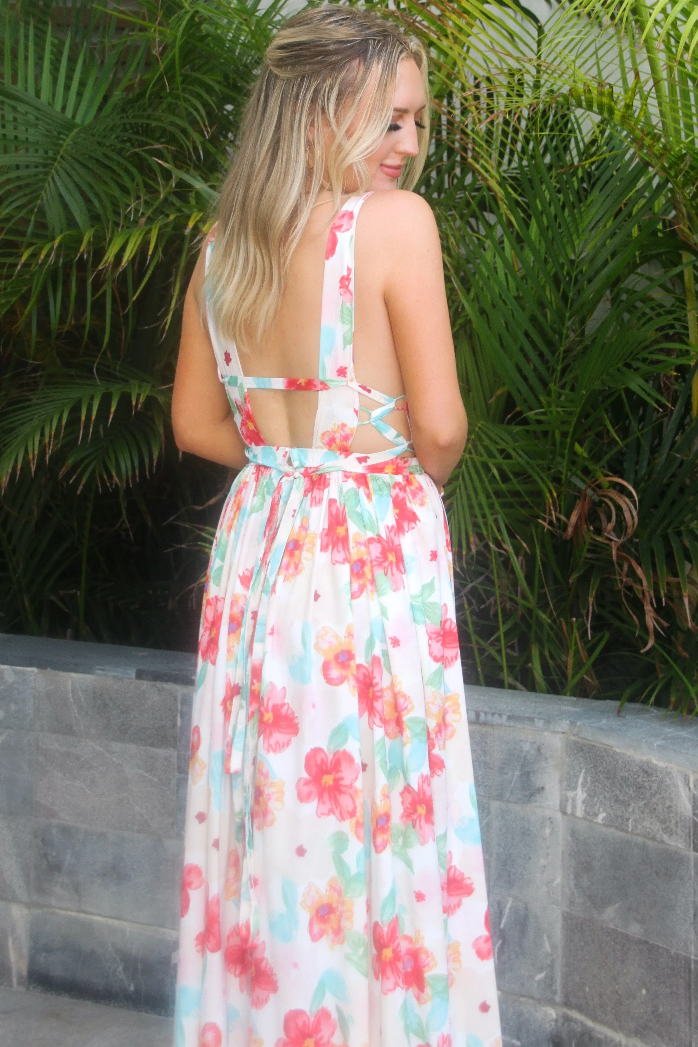 Pool Side Floral Maxi Dress: White Multi sold by Bella and Bloom product image thumbnail 3