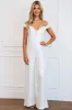 Good Luck Charm Sequin Off Shoulder Jumpsuit: White sold by Bella and Bloom