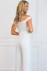 Good Luck Charm Sequin Off Shoulder Jumpsuit: White sold by Bella and Bloom