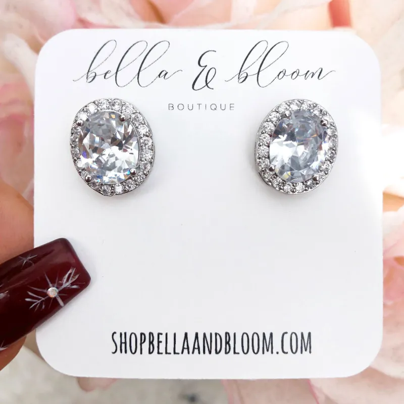 Oversized Oval Stud Earrings: Silver sold by Bella and Bloom