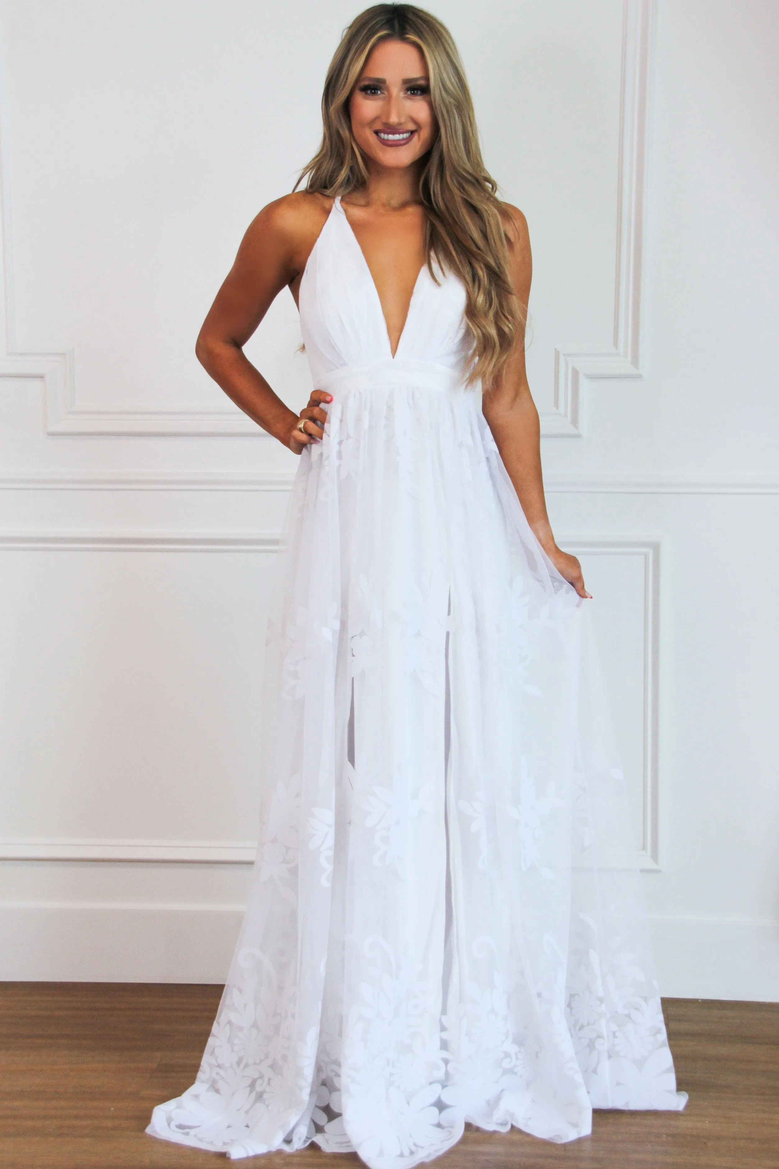 Here Comes the Bride Maxi Dress: Pure White sold by Bella and Bloom