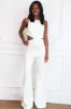 Kacey Cutout Denim Jumpsuit: White sold by Bella and Bloom
