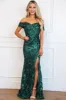 Arabella Textured Off Shoulder Maxi Dress: Emerald sold by Bella and Bloom