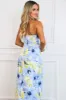 Lila Strapless Satin Floral Maxi Dress: Blue Multi sold by Bella and Bloom