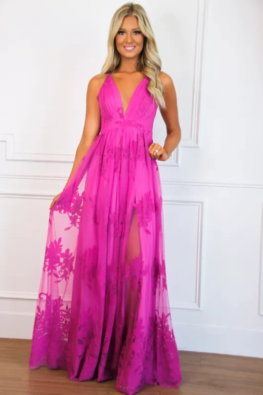 Here Comes the Bride Maxi Dress: Magenta sold by Bella and Bloom