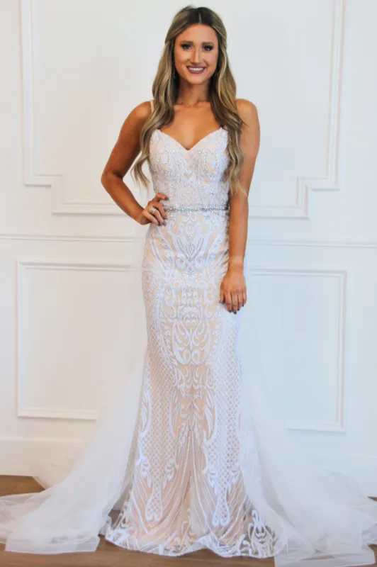 Love of My Life Beaded Wedding Dress: White/Nude sold by Bella and Bloom