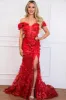 Liliana Floral Applique Formal Dress: Red sold by Bella and Bloom