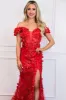 Liliana Floral Applique Formal Dress: Red sold by Bella and Bloom