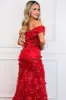 Liliana Floral Applique Formal Dress: Red sold by Bella and Bloom