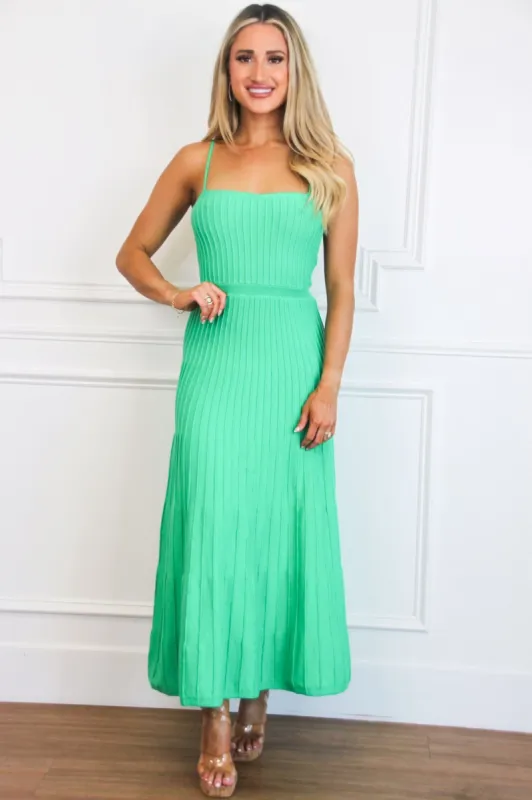 Robbie Ribbed Square Neck Maxi Dress: Jade Green sold by Bella and Bloom