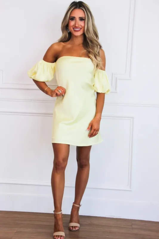Hopeful Moment Satin Open Back Dress: Pastel Yellow sold by Bella and Bloom