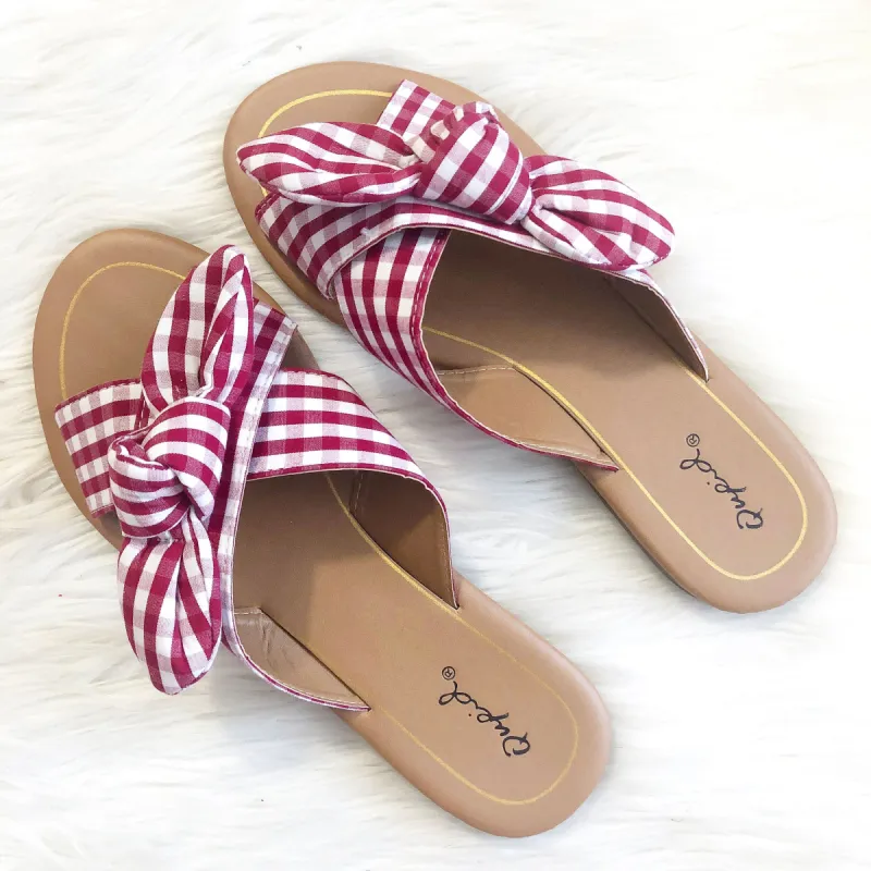 RESTOCK: Berkley Knot Sandals: Red/White sold by Bella and Bloom