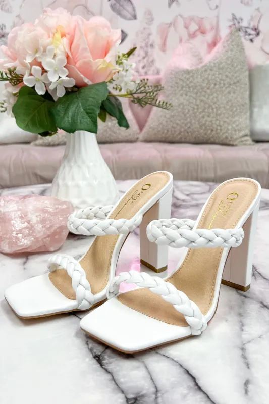 Darrah Braided Heels: White sold by Bella and Bloom